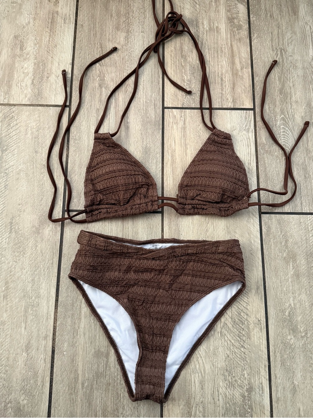 Mossimo Supply Co. Brown Textured Triangle Bikini Set